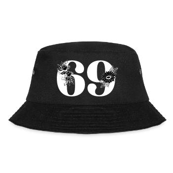 Schwarze Blumenzahl 69 - 69. Blumengeburtstag - Bucket Hat - Schwarz - Vorne - Lela (165cm)