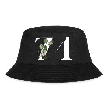 Nummer 74 Blumengrün - 74. Blumengeburtstag - Bucket Hat - Schwarz - Vorne - Lela (165cm)