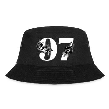 Number 97 Black Floral - 97th Floral Birthday - Bucket Hat - black - Front - Lela (165cm)