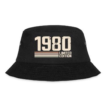 1980 Jahrgang 1980 Geburtstag 1980 Retro 1980 - Bucket Hat - Schwarz - Vorne - Lela (165cm)