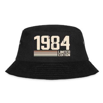 1984 Jahrgang 1984 Geburtstag 1984 Retro 1984 - Bucket Hat - Schwarz - Vorne - Lela (165cm)