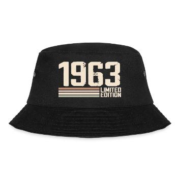1963 Jahrgang 1963 Geburtstag 1963 Retro 1963 - Bucket Hat - Schwarz - Vorne - Lela (165cm)