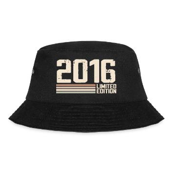 2016 Jahrgang 2016 Geburtstag 2016 Retro 2016 - Bucket Hat - Schwarz - Vorne - Lela (165cm)