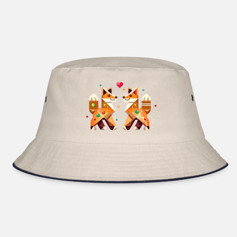 Two foxes in gingerbread style as a Christmas motif Bucket Hat