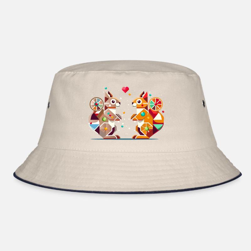 zwei Eichhörnchen mit Herz-farbenfroher Hingucker Bucket Hat