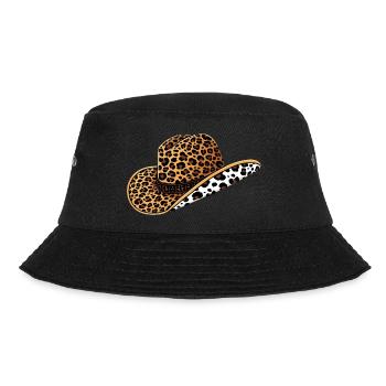 Cowboyhut mit Leoparden- und Kuhmuster – Trendiges - Bucket Hat - Schwarz - Vorne - Lela (165cm)