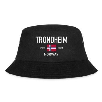 Trondheim - Norway - Koordinaten - Flagge - Bucket Hat - Schwarz - Vorne - Lela (165cm)