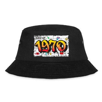 Vintage Rebel 1970 Graffiti – 55 Jahre Street - Bucket Hat - Schwarz - Vorne - Lela (165cm)