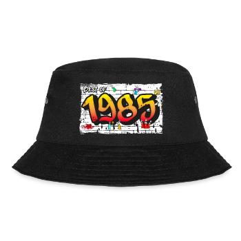 Best of 1985 Graffiti – 40 Jahre Neon-Nostalgie - Bucket Hat - Schwarz - Vorne - Lela (165cm)
