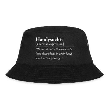 Handysuchti - Lustiger deutscher Ausdruck - Bucket Hat - Schwarz - Vorne - Lela (165cm)