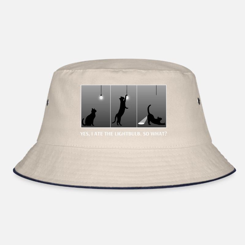 Funny Cat Ate Lightbulb So What Sassy Glow Butt Bucket Hat