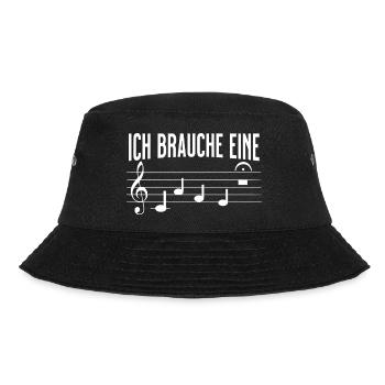 Ich brauche eine Kaffeepause mit Musiknoten - Bucket Hat - Schwarz - Vorne - Lela (165cm)