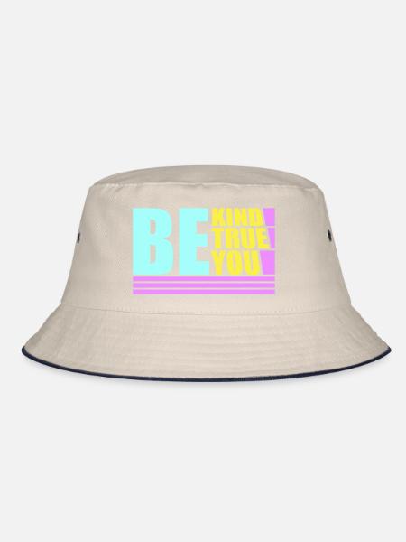 Be Kind Be True Be You Inspirierend Selbstliebe - Bucket Hat - Natur/Navy - Vorne