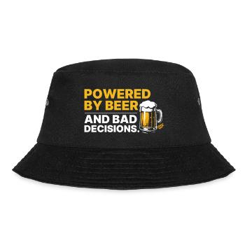 Powered by Beer & Bad Decisions – Lustiges Shirt - Bucket Hat - Schwarz - Vorne - Lela (165cm)