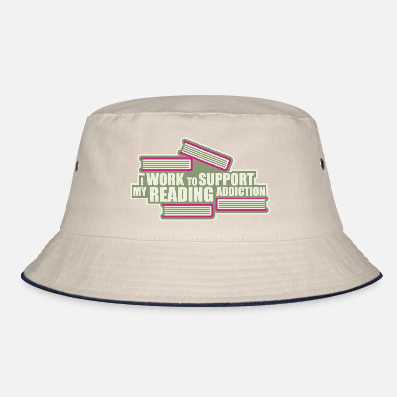 I Work To Support My Reading Addiction Bücher Logo Bucket Hat