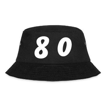 80. 80 JAHRE. 80. JUBILÄUM. 80-JAHRES-JUBILÄUM. - Bucket Hat - Schwarz - Vorne - Lela (165cm)