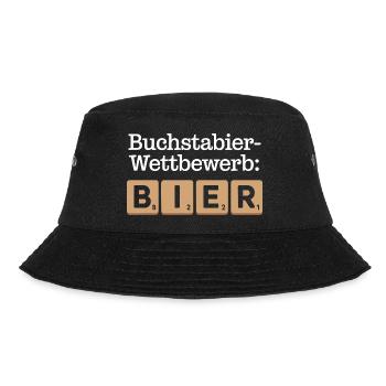 Bier Buchstabierwettbewerb Malle Party JGA Herren - Bucket Hat - Schwarz - Vorne - Lela (165cm)