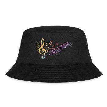 Musik Noten Notenschlüssel Musiker Musiklehrer - Bucket Hat - Schwarz - Vorne - Lela (165cm)