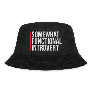 Somewhat Functional Introvert Spruch Logo Text - Bucket Hat - Schwarz - Vorne