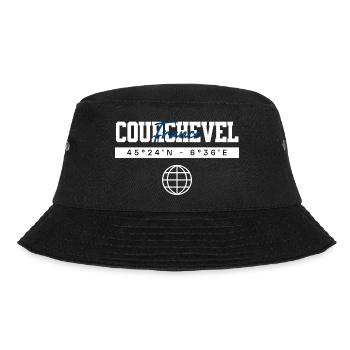 Courchevel Frankreich Koordinaten Reise Souvenir - Bucket Hat - Schwarz - Vorne