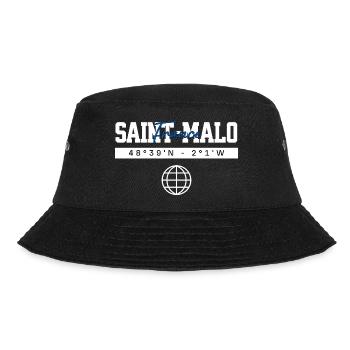 Saint-Malo Frankreich Koordinaten Reise Souvenir - Bucket Hat - Schwarz - Vorne