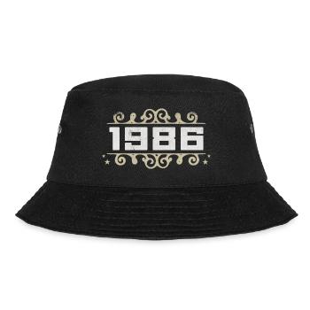 Jahrgang 1986 Retro Geburtstag 1986 Vintage 1986 - Bucket Hat - Schwarz - Vorne - Lela (165cm)