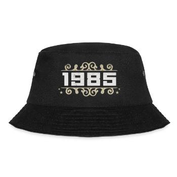 Jahrgang 1985 Retro Geburtstag 1985 Vintage 1985 - Bucket Hat - Schwarz - Vorne - Lela (165cm)