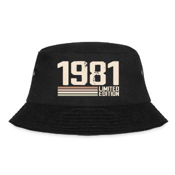 1981 Jahrgang 1981 Geburtstag 1981 Retro 1981 - Bucket Hat - Schwarz - Vorne - Lela (165cm)