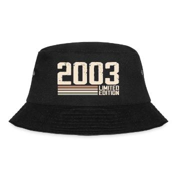 2003 Jahrgang 2003 Geburtstag 2003 Retro 2003 - Bucket Hat - Schwarz - Vorne - Lela (165cm)