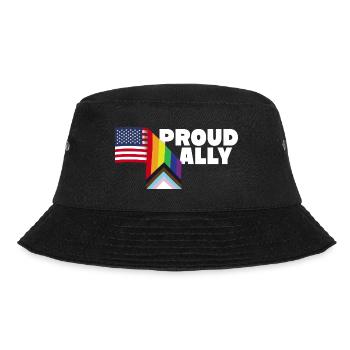 Stolzer Verbündeter und stolzer Patriot USA Flagge LGBT Schwul - Bucket Hat - Schwarz - Vorne - Lela (165cm)