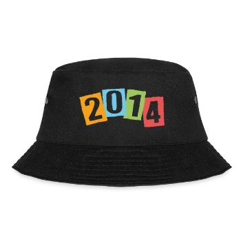 Geboren 2014 – Geburtstag mit großen bunten Zahlen - Bucket Hat - Schwarz - Vorne - Lela (165cm)
