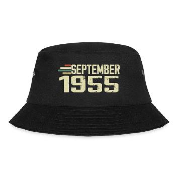 September 1955 Vintage Geschenkidee September 1955 - Bucket Hat - Schwarz - Vorne - Lela (165cm)