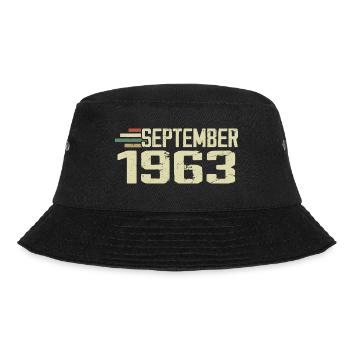 September 1963 Vintage Geschenkidee September 1963 - Bucket Hat - Schwarz - Vorne - Lela (165cm)