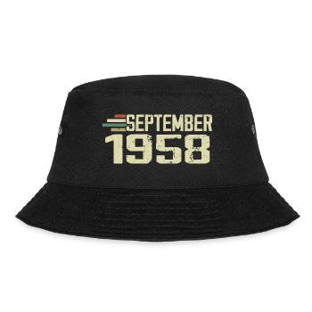 September 1958 Vintage Geschenkidee September 1958 - Bucket Hat - Schwarz - Vorne - Lela (165cm)