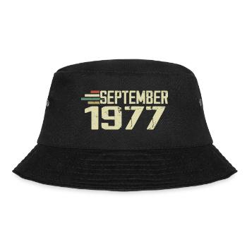 September 1977 Vintage Geschenkidee September 1977 - Bucket Hat - Schwarz - Vorne - Lela (165cm)