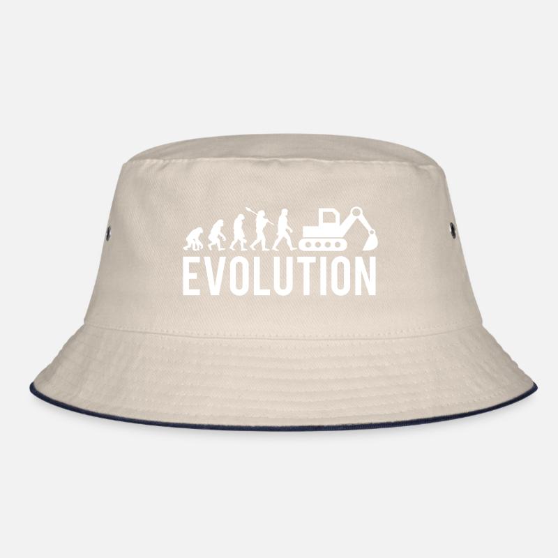 Excavator Construction Site Excavator Driver Construction Funny Evolution Bucket Hat