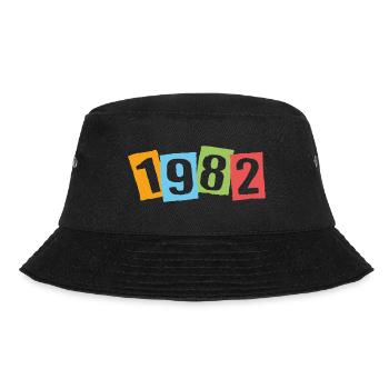 Geboren 1982 – Geburtstag mit großen bunten Zahlen - Bucket Hat - Schwarz - Vorne - Lela (165cm)