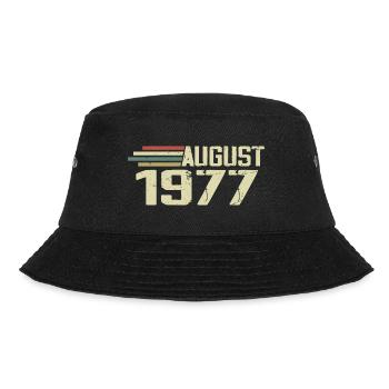 Geboren August 1977 Jubiläum August 1977 Jahrgang - Bucket Hat - Schwarz - Vorne - Lela (165cm)