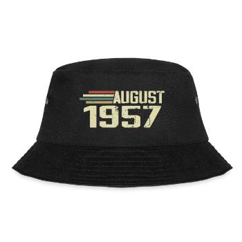 Geboren August 1957 Jubiläum August 1957 Jahrgang - Bucket Hat - Schwarz - Vorne - Lela (165cm)