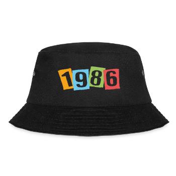 Born in 1986 – Birthday with big colorful numbers - Bucket Hat - black - Front - Lela (165cm)