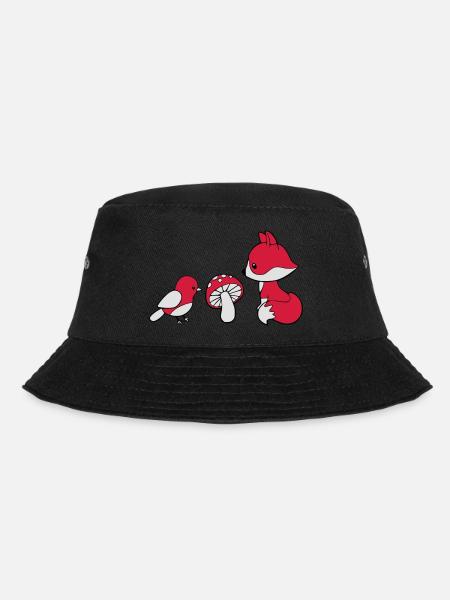 Fuchs Pilz Vogel - Bucket Hat - Schwarz