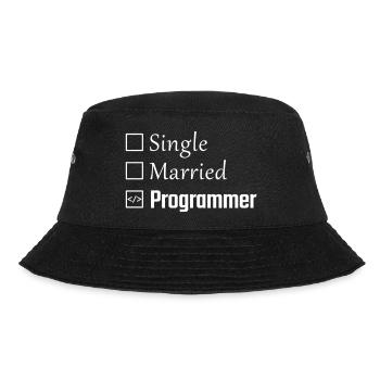 Single, Married, Programmer - Bucket Hat - black - Front - Lela (165cm)