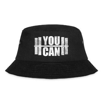 You Can Muskel Shirt Geschenk GYM Hanteln - Bucket Hat - Schwarz - Vorne - Lela (165cm)