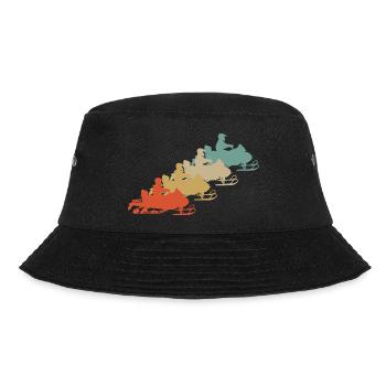 Retro Vintage Style Schneemobil Motorschlitten - Bucket Hat - Schwarz - Vorne - Lela (165cm)