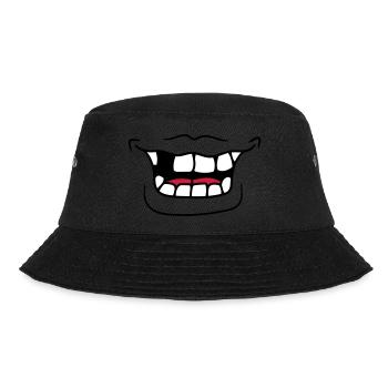 mouth grin laugh funny tooth gluecke comic cartoo - Bucket Hat - black - Front - Lela (165cm)