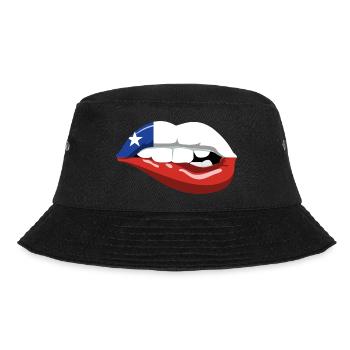 Chile Flag Lips South America Chilean Flag - Bucket Hat - black - Front - Lela (165cm)