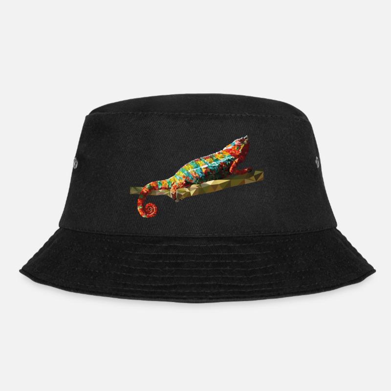 Chameleon Polygondesign Reptil Geschenkidee - Bucket Hat - Schwarz