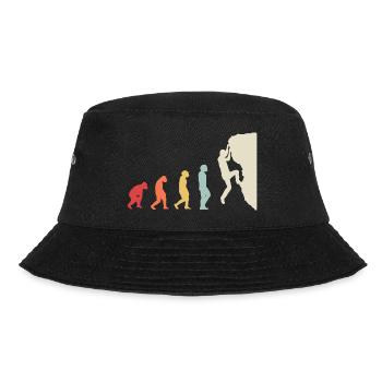 Bouldern Klettern Evolution Bergsteiger Vintage - Bucket Hat - Schwarz - Vorne - Lela (165cm)