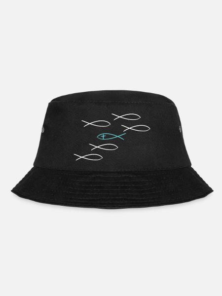 Christ Symbol Fisch Glaube Gott christlich Jesus - Bucket Hat - Schwarz