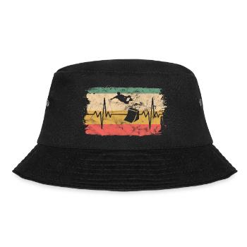 Skateboard Skater Herzschlag EKG Retro Vintage Ges - Bucket Hat - Schwarz - Vorne - Lela (165cm)